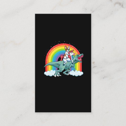 トレックス恐竜のブルドッフランスのグ·ユニコーン·レインボー 名刺 (正面)