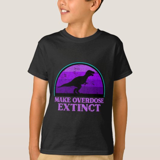トレックス恐竜の紫色が過剰摂取で絶滅したアウェレン Tシャツ (正面)