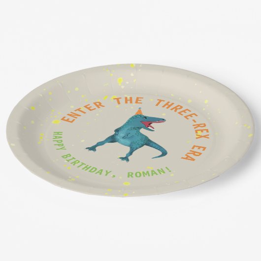 トレックス恐竜バースデーパーティープレート ペーパープレート (アングル)