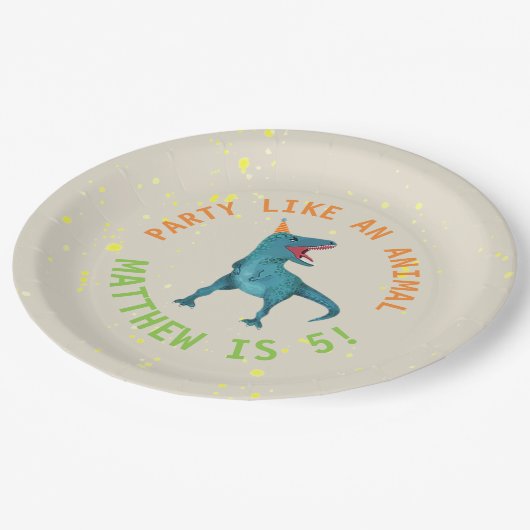 トレックス恐竜バースデーパーティープレート ペーパープレート (アングル)