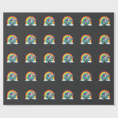 トレックス恐竜フランスのブルドッグユニコーン虹 ラッピングペーパー (フラット)