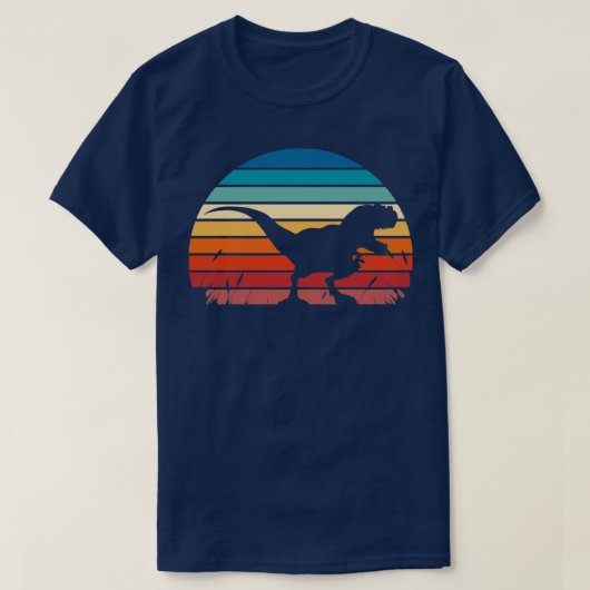 トレックス恐竜レトロサンセット Tシャツ (デザイン正面)