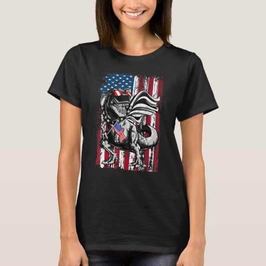 トレックス・ポプシクルUsa国旗7月恐竜4日 Tシャツ (正面)