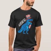 トレックスRawr米国国旗Hat Firecracker Dino 7月4日 Tシャツ (正面)