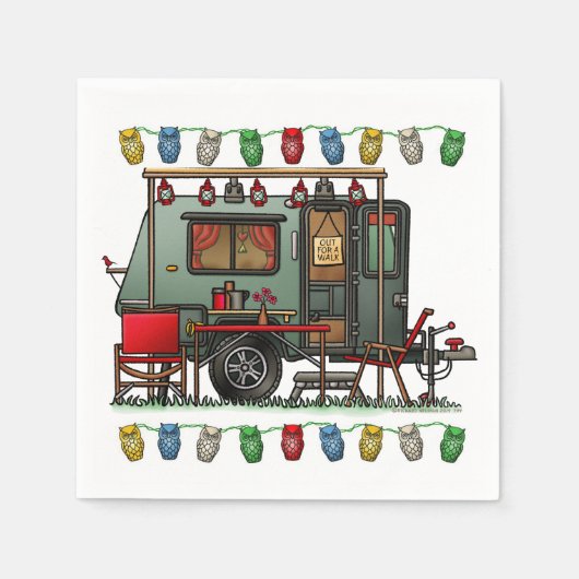 トレックトラベルポッドRVハッピーキャンパー スタンダードカクテルナプキン (正面)