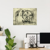 トレッドミル動力クロスボウbyレオナルド・ダ・ヴィンチ ポスター (ホームオフィス)