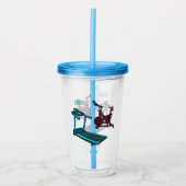 トレッドミル&スピニング自転車の漫画イラストレーション アクリルタンブラー (正面)