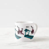 トレッドミル&スピニング自転車の漫画イラストレーション エスプレッソカップ (正面右)