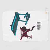 トレッドミル&スピニング自転車の漫画イラストレーション ゴルフタオル (横)