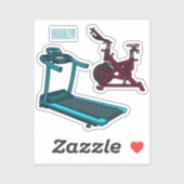 トレッドミル&スピニング自転車の漫画イラストレーション シール (シート)
