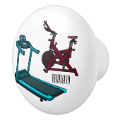 トレッドミル&スピニング自転車の漫画イラストレーション セラミックノブ (右)