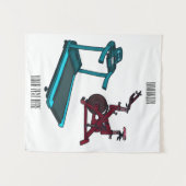 トレッドミル&スピニング自転車の漫画イラストレーション タペストリー (正面(横))