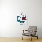 トレッドミル&スピニング自転車の漫画イラストレーション タペストリー (インサイチュ)