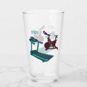 トレッドミル&スピニング自転車の漫画イラストレーション タンブラーグラス (裏面)