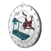 トレッドミル&スピニング自転車の漫画イラストレーション ダーツボード (正面右)