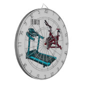 トレッドミル&スピニング自転車の漫画イラストレーション ダーツボード (正面左)