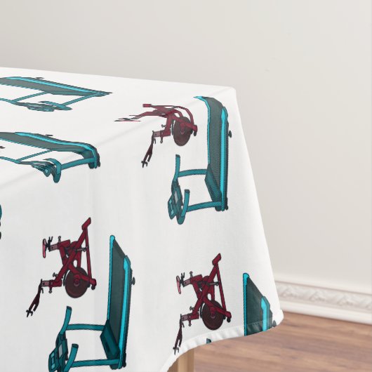 トレッドミル&スピニング自転車の漫画イラストレーション テーブルクロス (インサイチュ)