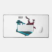 トレッドミル&スピニング自転車の漫画イラストレーション デスクマット (キーボード&マウス)
