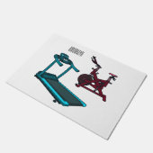 トレッドミル&スピニング自転車の漫画イラストレーション ドアマット (アングル)