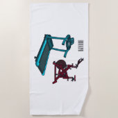 トレッドミル&スピニング自転車の漫画イラストレーション ビーチタオル (正面)