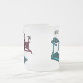 トレッドミル&スピニング自転車の漫画イラストレーション フロストグラスマグカップ (中央)