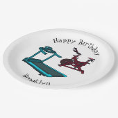 トレッドミル&スピニング自転車の漫画イラストレーション ペーパープレート (アングル)