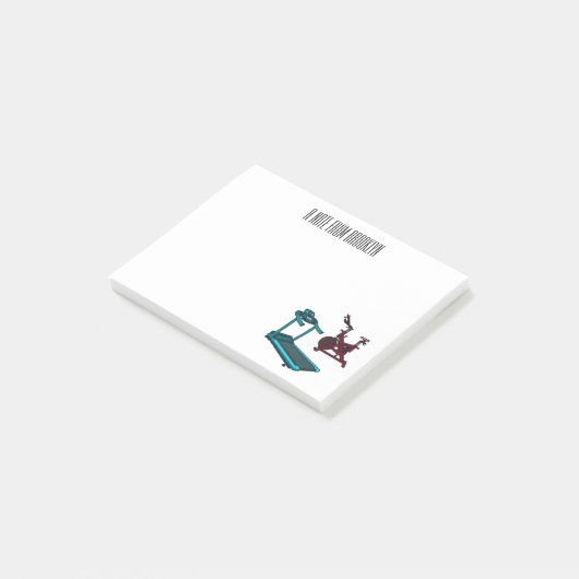 トレッドミル&スピニング自転車の漫画イラストレーション ポストイット (アングル)