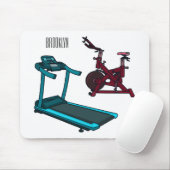 トレッドミル&スピニング自転車の漫画イラストレーション マウスパッド (マウス)
