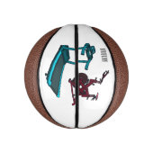 トレッドミル&スピニング自転車の漫画イラストレーション ミニバスケットボール (縦)