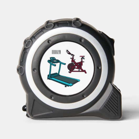 トレッドミル&スピニング自転車の漫画イラストレーション メジャー (正面)