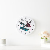 トレッドミル&スピニング自転車の漫画イラストレーション ラウンド壁時計 (ホーム)