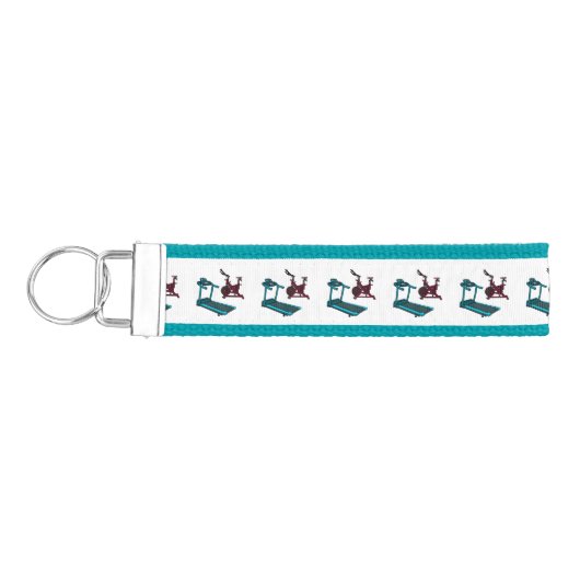 トレッドミル&スピニング自転車の漫画イラストレーション リストバンドキーホルダー (鍵左)