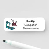 トレッドミル&スピニング自転車の漫画イラストレーション 名札 (インサイチュ)