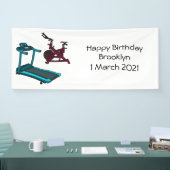 トレッドミル&スピニング自転車の漫画イラストレーション 横断幕 (トレードショー)