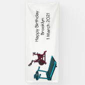 トレッドミル&スピニング自転車の漫画イラストレーション 横断幕 (縦)