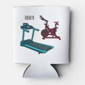トレッドミル&スピニング自転車の漫画イラストレーション 缶クーラー (正面)