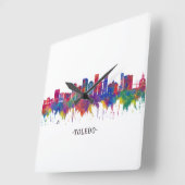 トレドオハイオスカイライン スクエア壁時計 (傾斜)