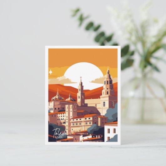 トレドスペインヴィンテージ旅行イラストレーション ポストカード (スタンド正面)