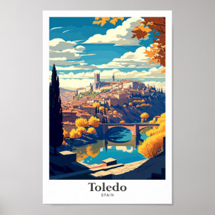 トレドスペイン旅行ヴィンテージイラストレーション ポスター
