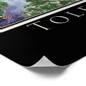 トレドベンド湖テキサス州 – ルイジアナ衛星地図 ポスター (角)