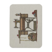 トレドル裁縫マシーン&子猫 マグネット (縦)