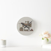 トレドル裁縫マシーン&子猫 ラウンド壁時計 (ホーム)