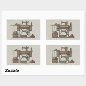 トレドル裁縫マシーン&子猫 長方形シール (シート)