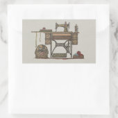 トレドル裁縫マシーン&子猫 長方形シール (バッグ)