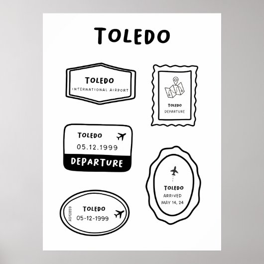 トレド – 旅行スタンプ集 | ヴィンテージデザイン ポスター (正面)