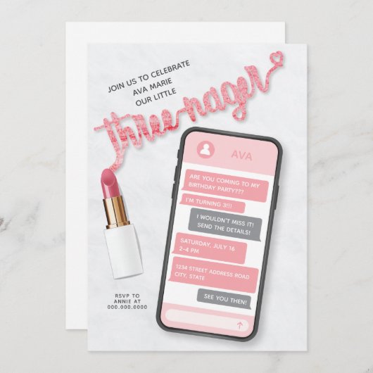 トレネージガールズサードゥ誕生日招待状 招待状 (正面/裏面)