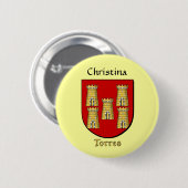 トレパーソナライズされたーズ歴史盾 缶バッジ (正面&裏面)