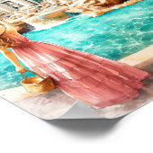 トレビファウンテンイタリア水彩画 ポスター (角)