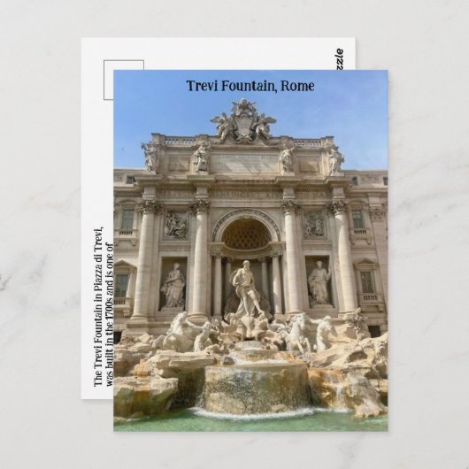 トレビファウンテンローマ、イタリアデザイン ポストカード (正面/裏面)