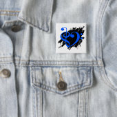 トレブルとベースクレフ、 音符記号ミュージカルハート王室のブルー 缶バッジ (インサイチュ)